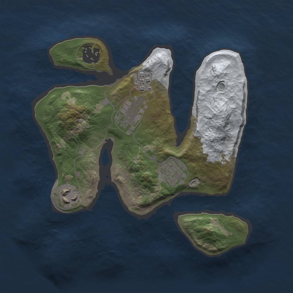 Rust Map: Barren, Size: 2400, Seed: 35, 7 Monuments