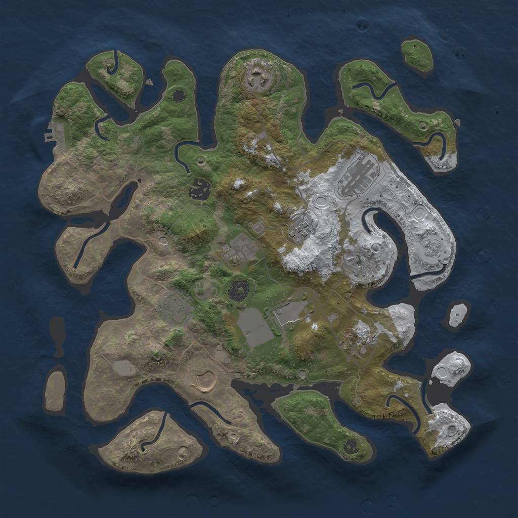 Rust Map: Procedural Map, Size: 3550, Seed: 409711, 17 Monuments