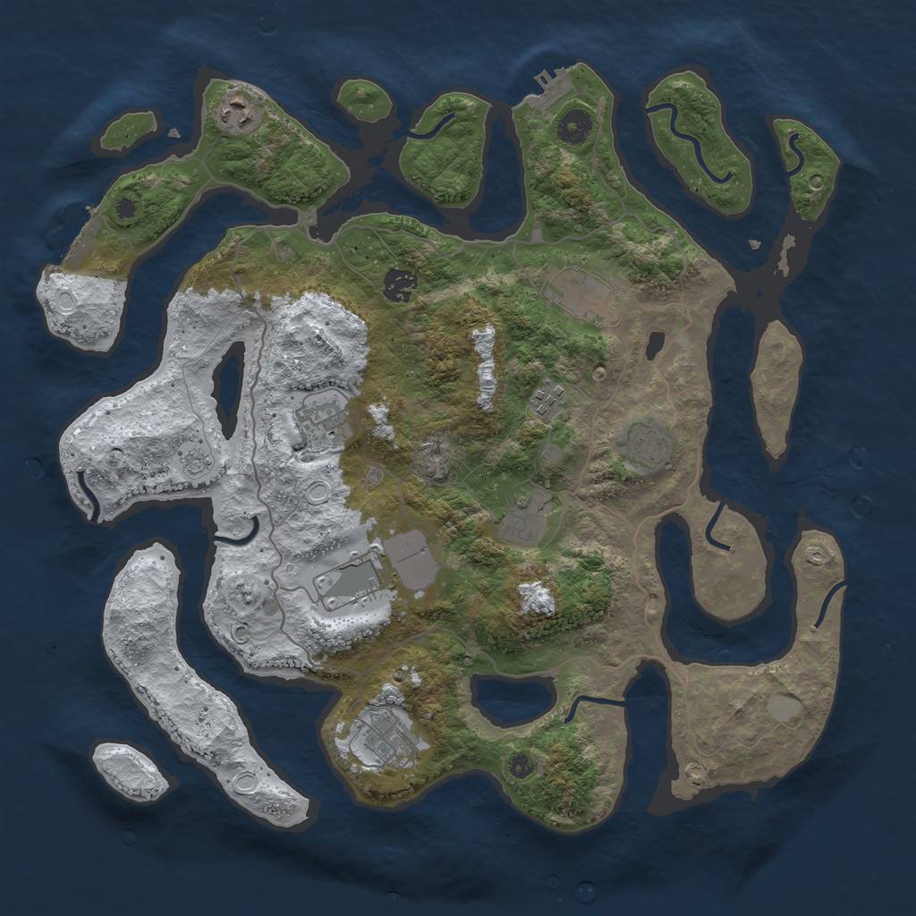 Rust Map: Procedural Map, Size: 4000, Seed: 537812214, 17 Monuments