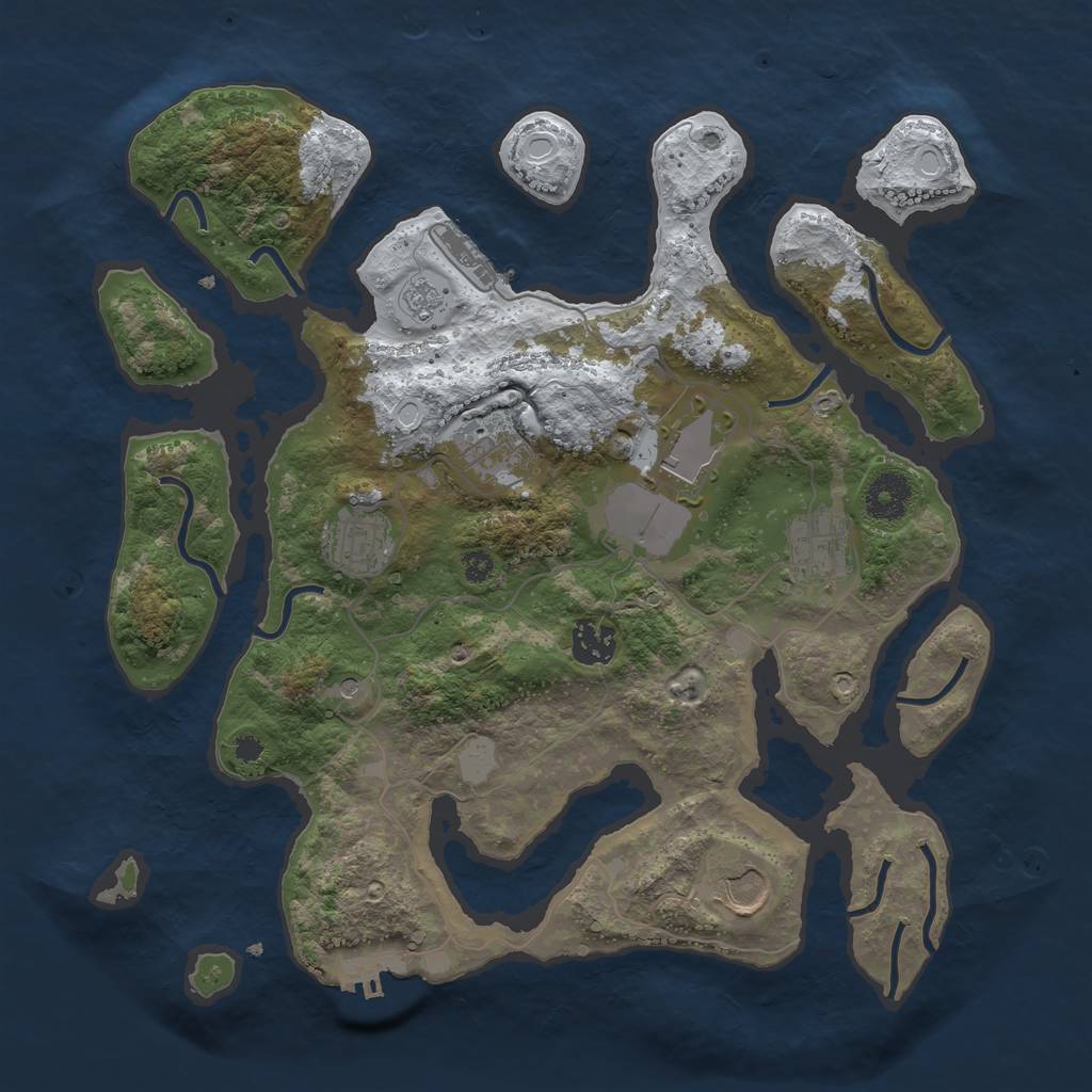 Rust Map: Procedural Map, Size: 3500, Seed: 1243062594, 15 Monuments