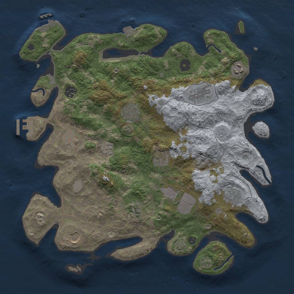 Rust Map: Procedural Map, Size: 3800, Seed: 18464, 17 Monuments