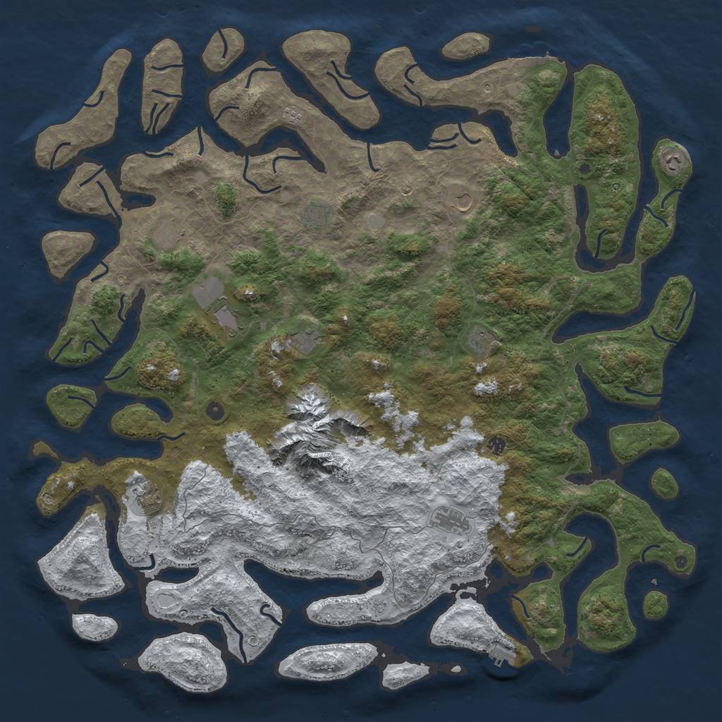 Rust Map: Procedural Map, Size: 6000, Seed: 676443, 20 Monuments