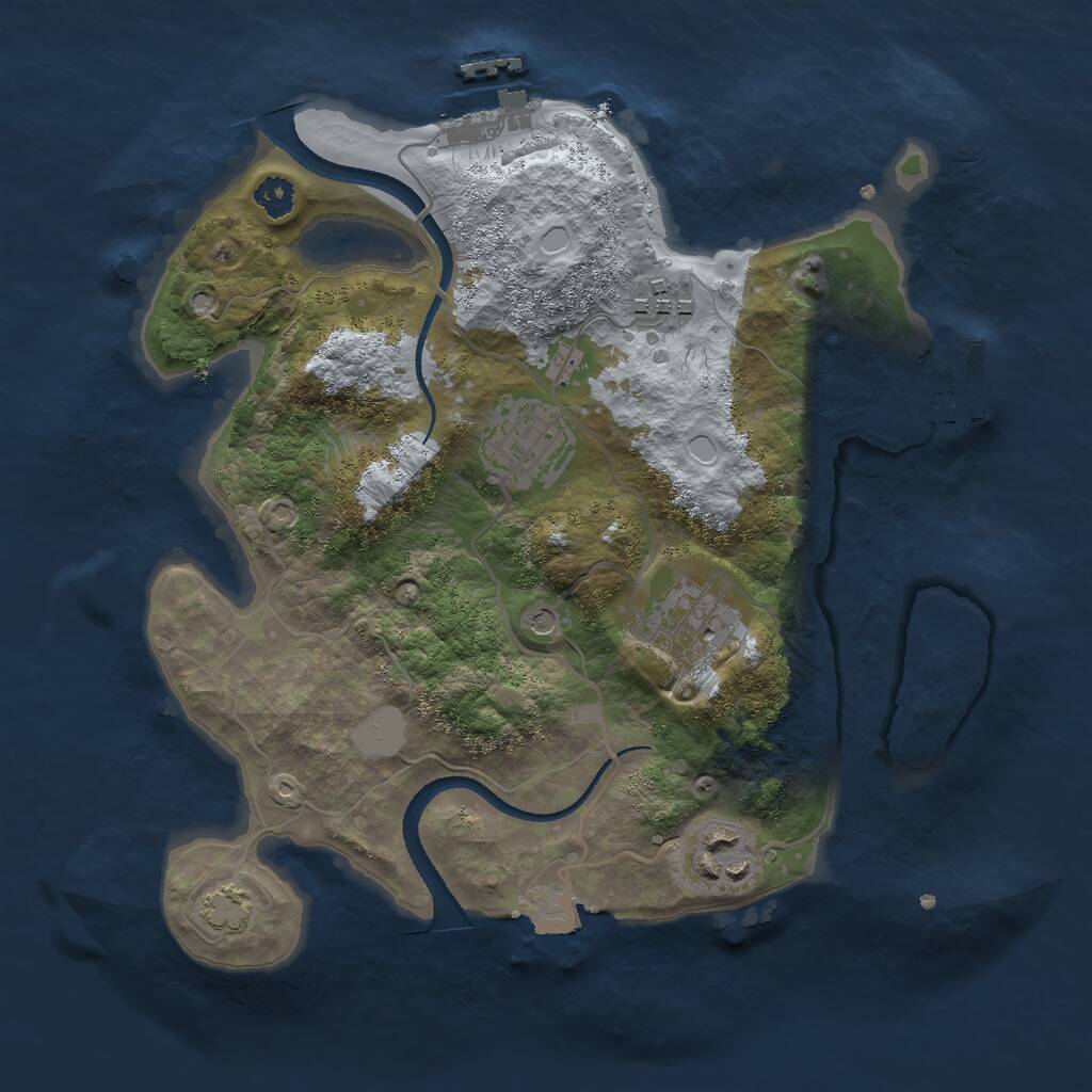 Rust Map: Procedural Map, Size: 2750, Seed: 2053217298, 9 Monuments