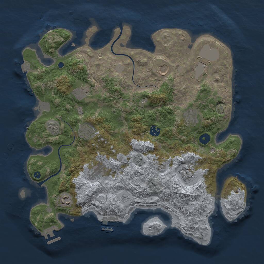 Rust Map: Procedural Map, Size: 3700, Seed: 1913110372, 16 Monuments