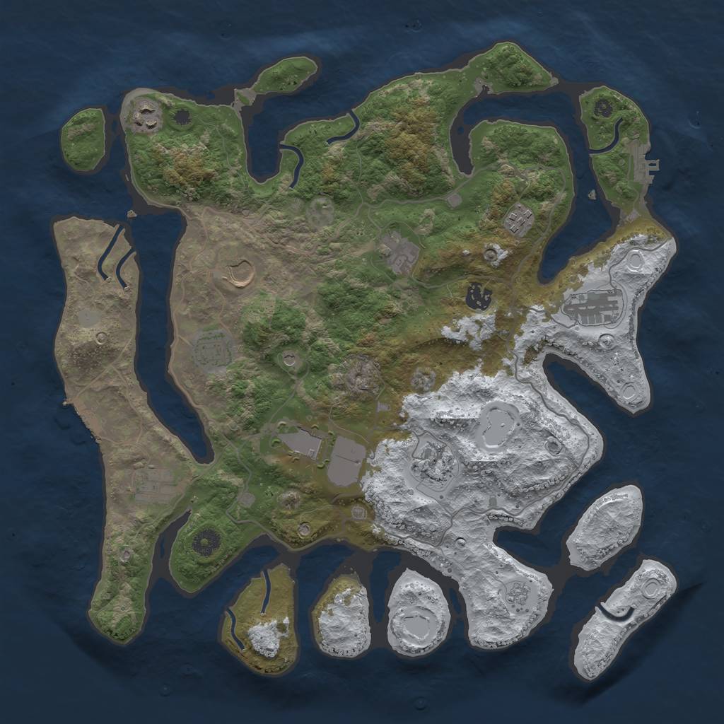 Rust Map: Procedural Map, Size: 4000, Seed: 591025, 19 Monuments