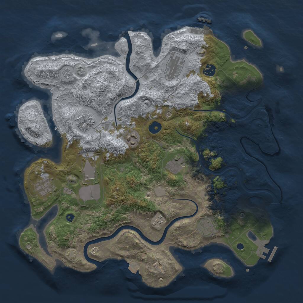 Rust Map: Procedural Map, Size: 3700, Seed: 2541, 15 Monuments