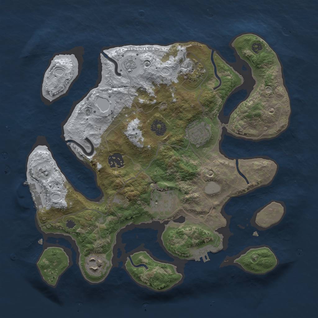 Rust Map: Procedural Map, Size: 3000, Seed: 55, 13 Monuments