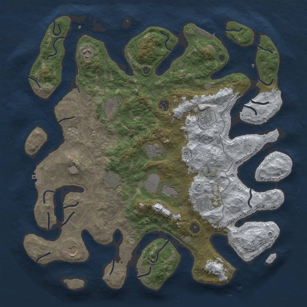 Rust Map: Procedural Map, Size: 4500, Seed: 521372, 19 Monuments