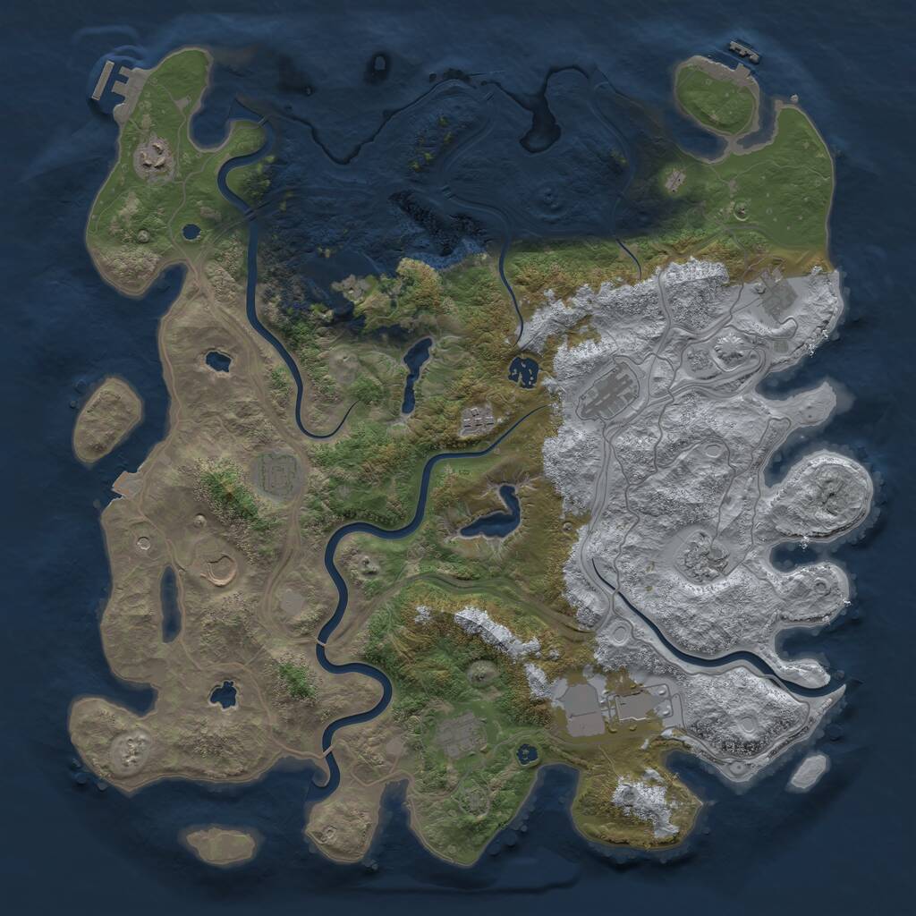 Rust Map: Procedural Map, Size: 4500, Seed: 521372, 17 Monuments