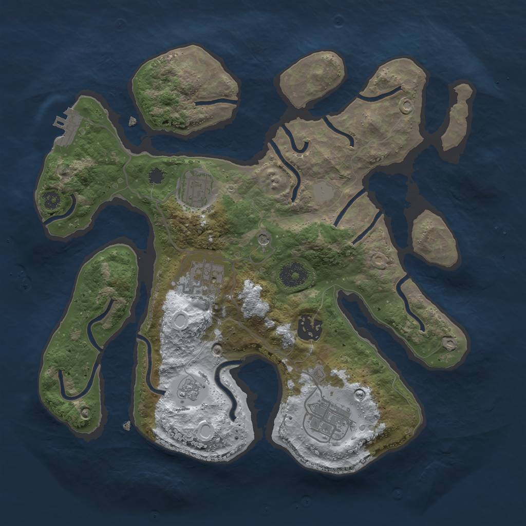 Rust Map: Procedural Map, Size: 3000, Seed: 77133, 12 Monuments