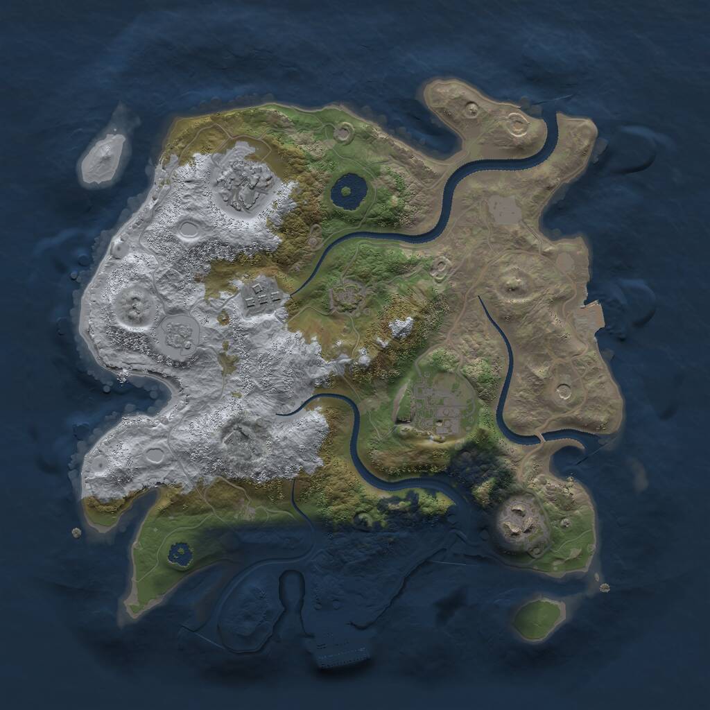 Rust Map: Procedural Map, Size: 3000, Seed: 2066425989, 9 Monuments