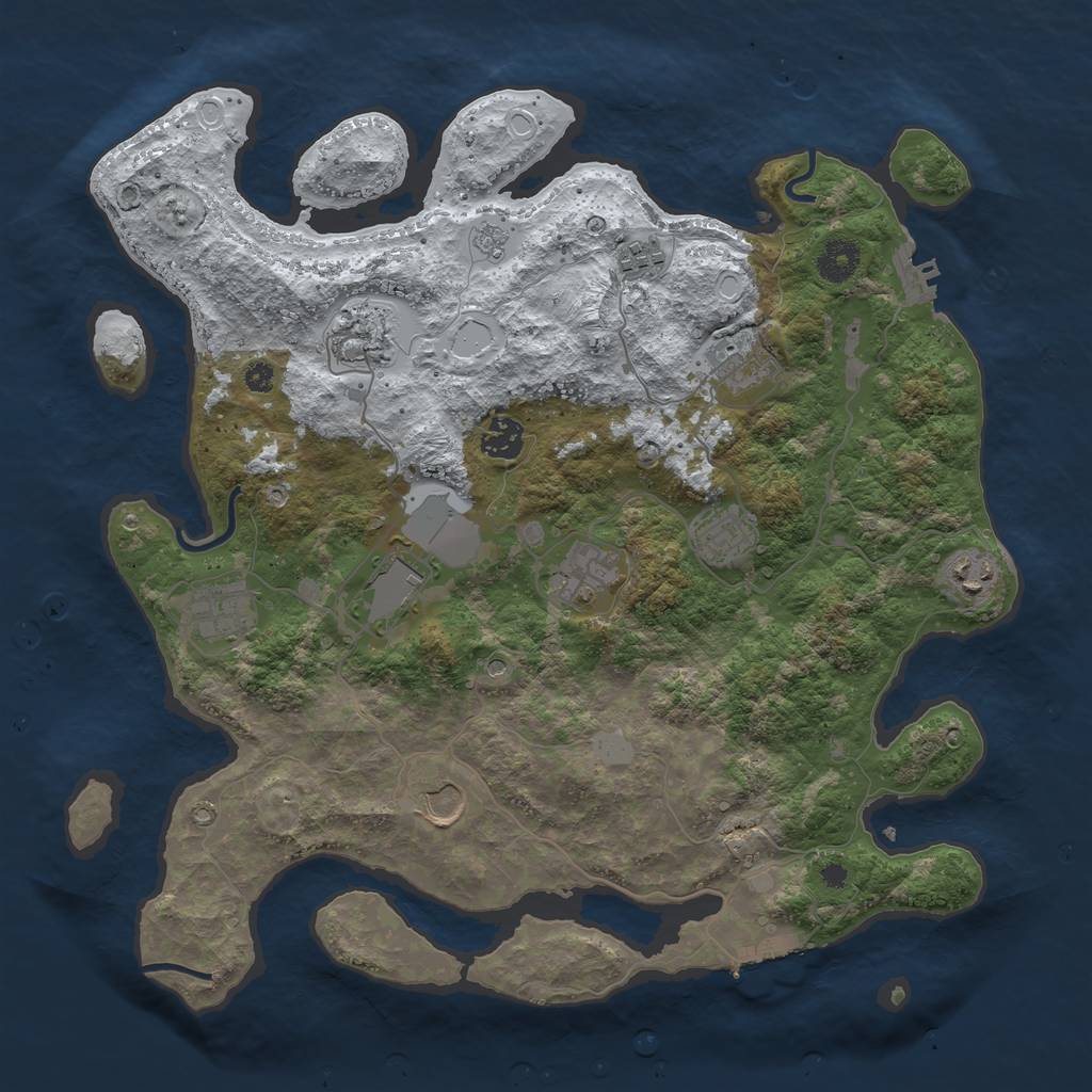 Rust Map: Procedural Map, Size: 3800, Seed: 1064887130, 19 Monuments