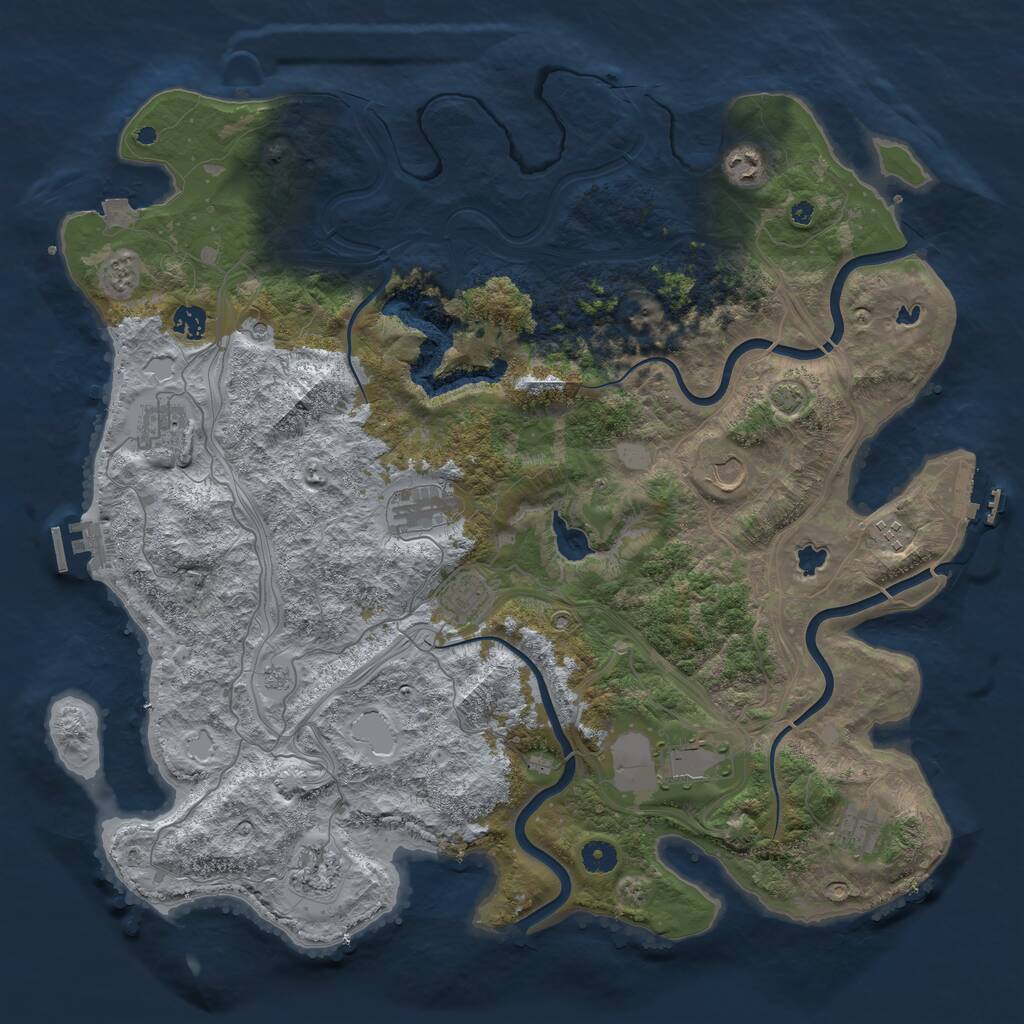 Rust Map: Procedural Map, Size: 4500, Seed: 5287259, 16 Monuments