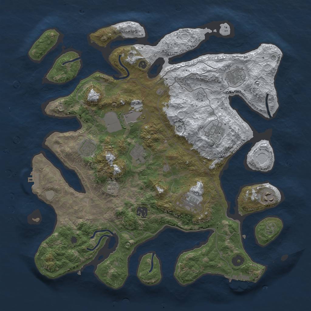 Rust Map: Procedural Map, Size: 4000, Seed: 1187356, 18 Monuments