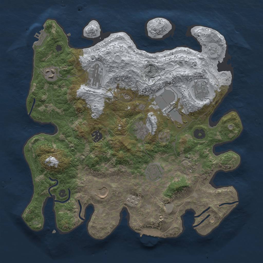 Rust Map: Procedural Map, Size: 3500, Seed: 340777, 19 Monuments