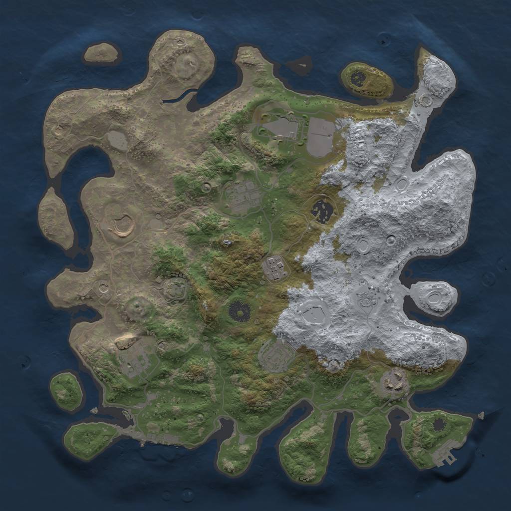 Rust Map: Procedural Map, Size: 3500, Seed: 417976064, 16 Monuments