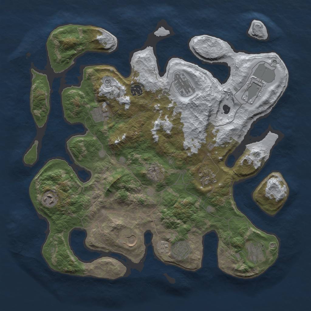 Rust Map: Barren, Size: 4000, Seed: 180589845, 13 Monuments