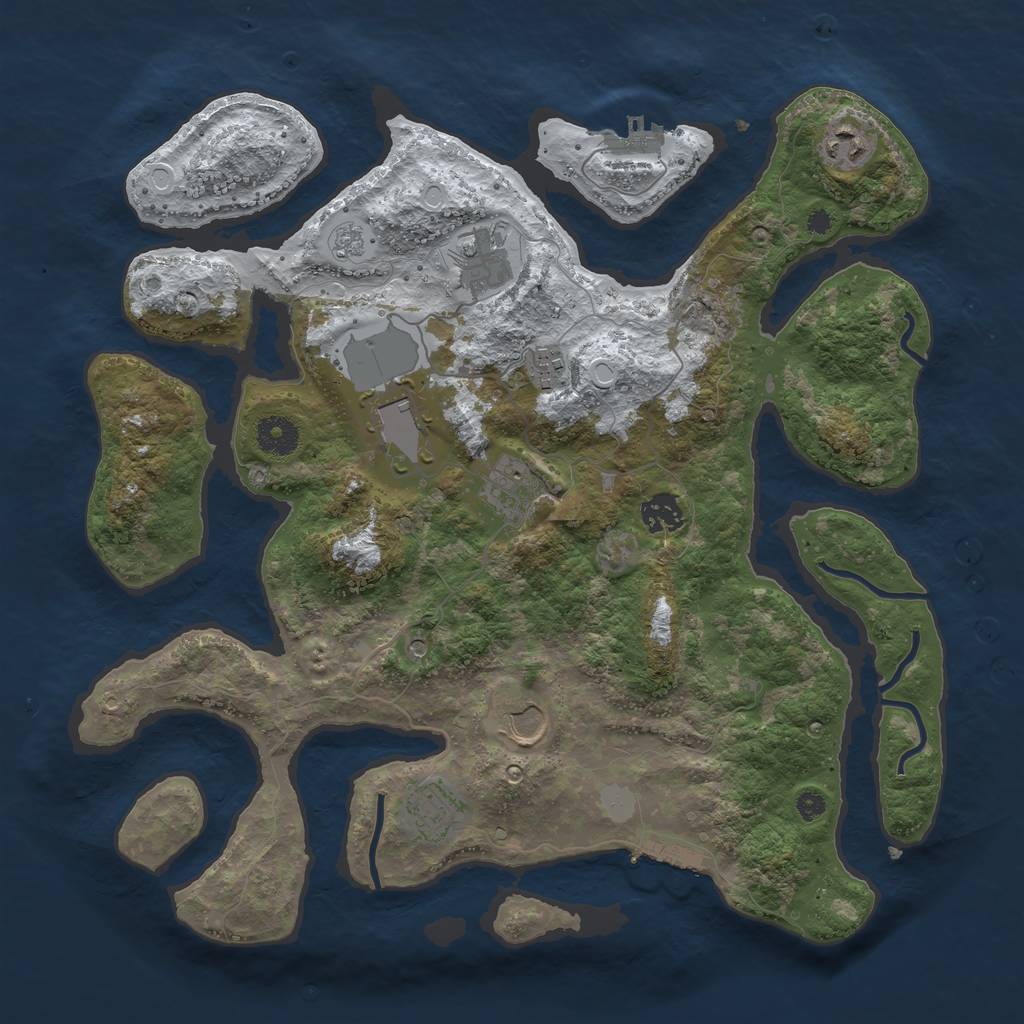 Rust Map: Procedural Map, Size: 3750, Seed: 458086, 17 Monuments