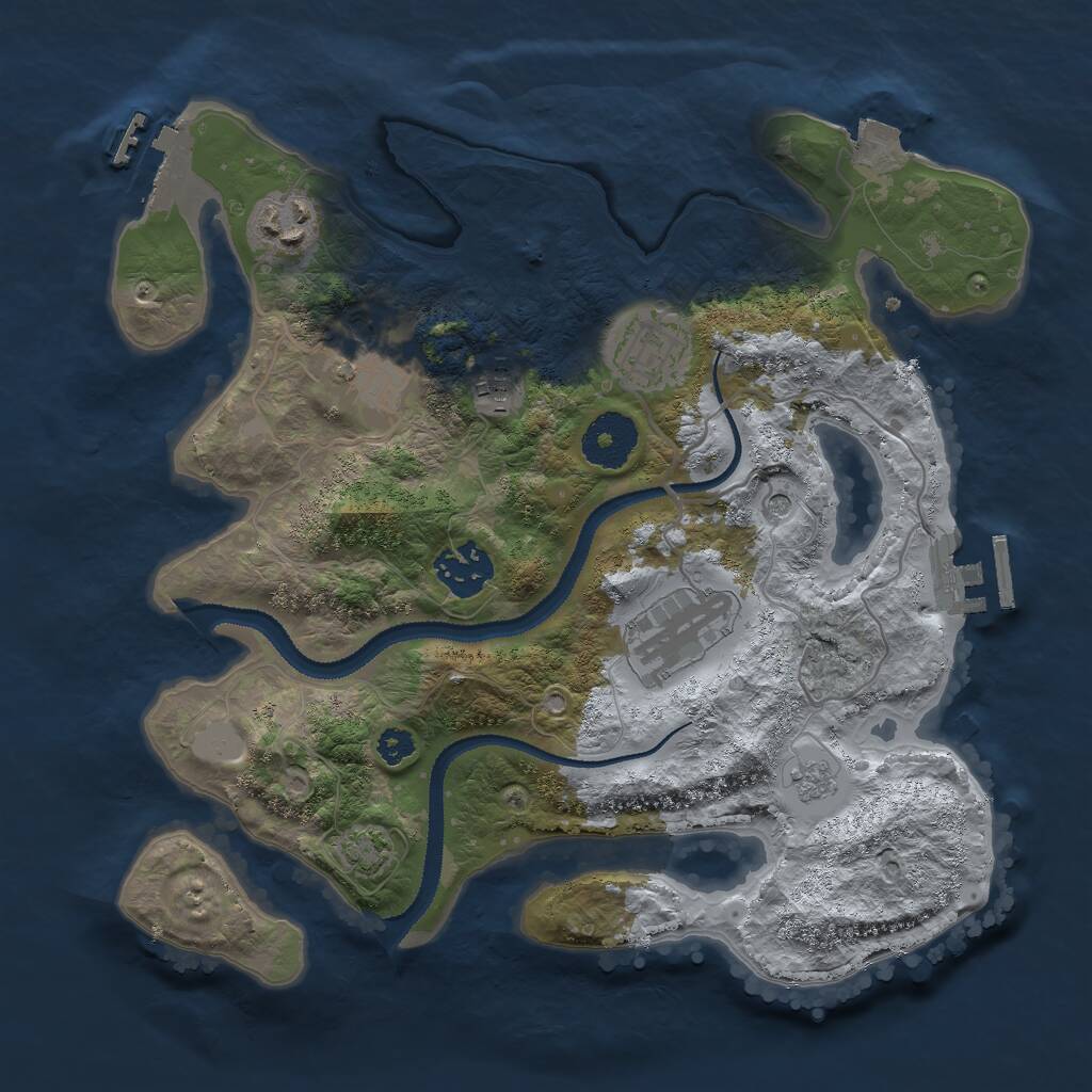 Rust Map: Procedural Map, Size: 3000, Seed: 38653, 12 Monuments