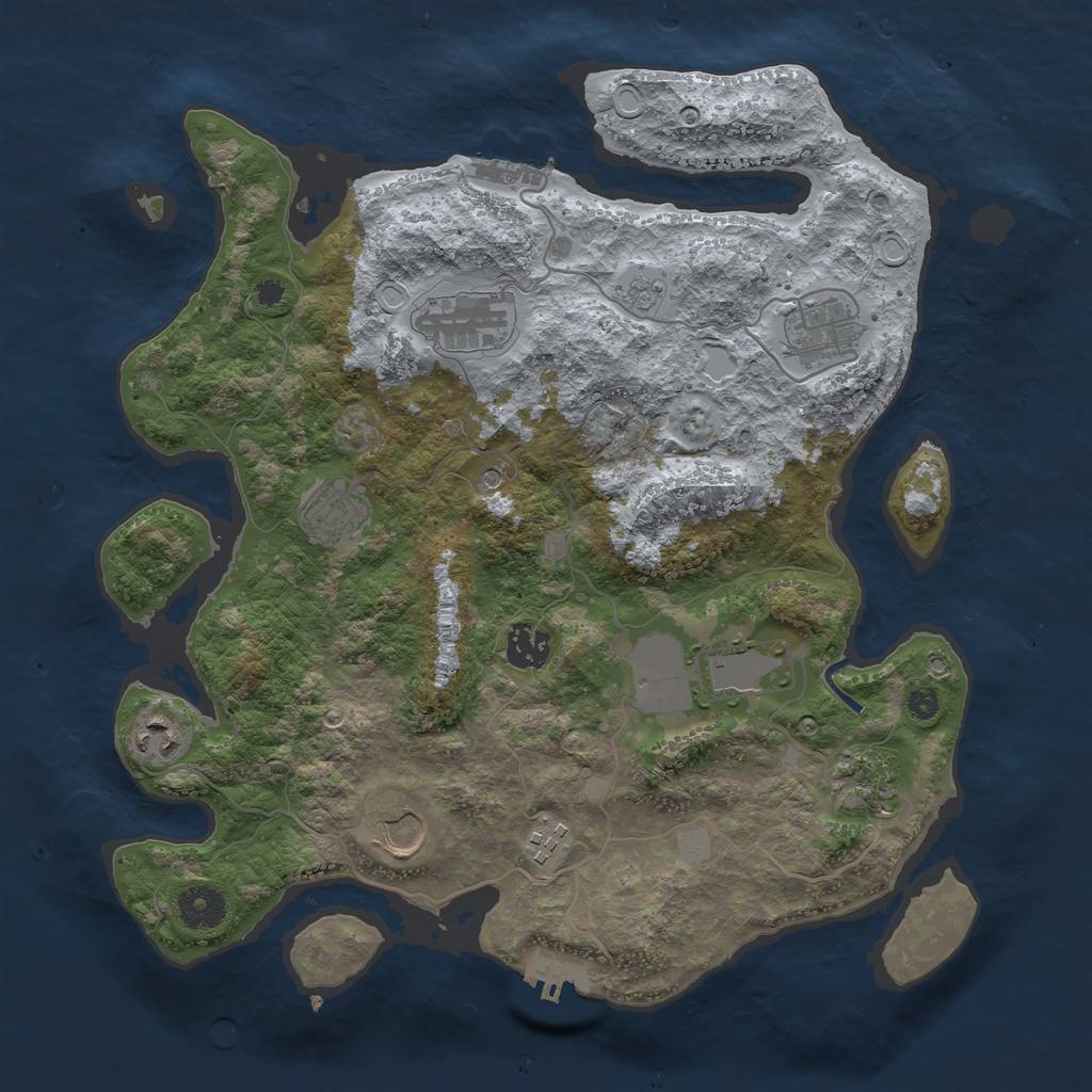 Rust Map: Procedural Map, Size: 3600, Seed: 13825, 16 Monuments