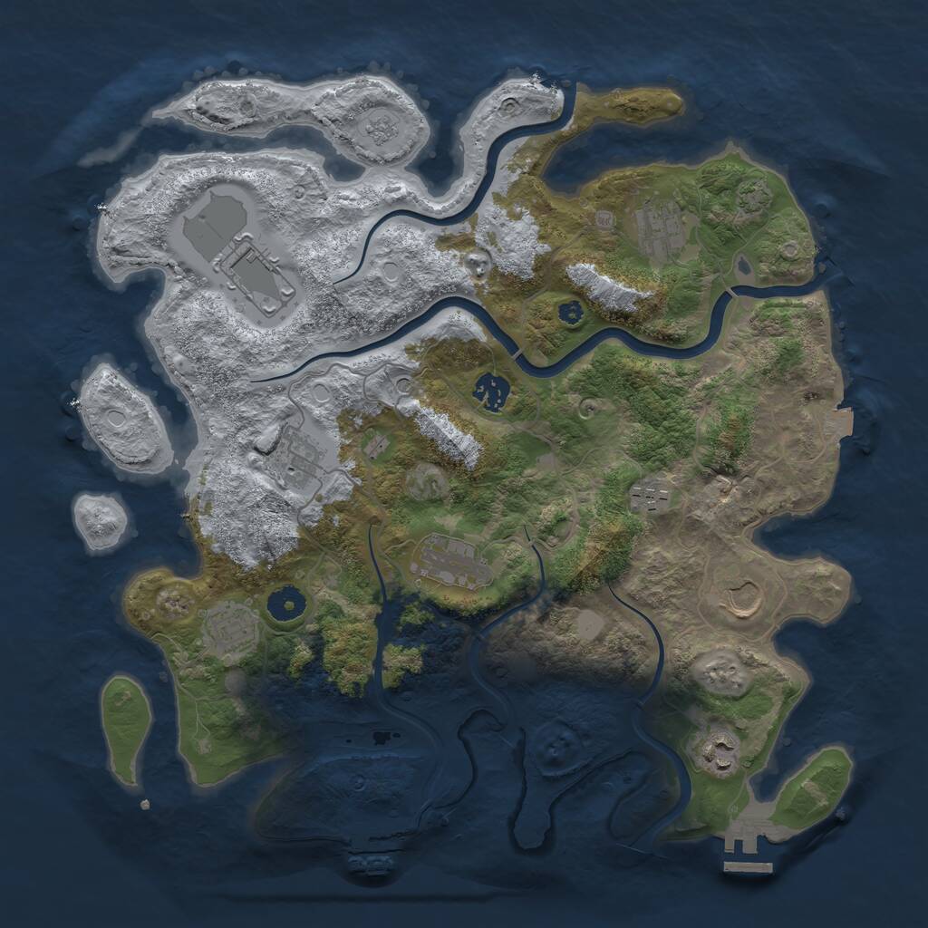 Rust Map: Procedural Map, Size: 3850, Seed: 2059486216, 15 Monuments