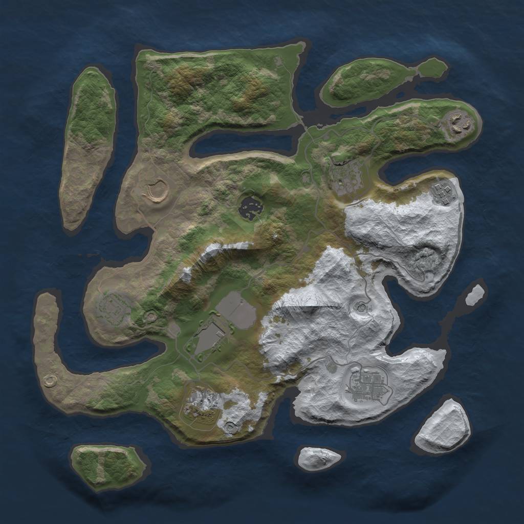 Rust Map: Barren, Size: 3500, Seed: 815483727, 12 Monuments