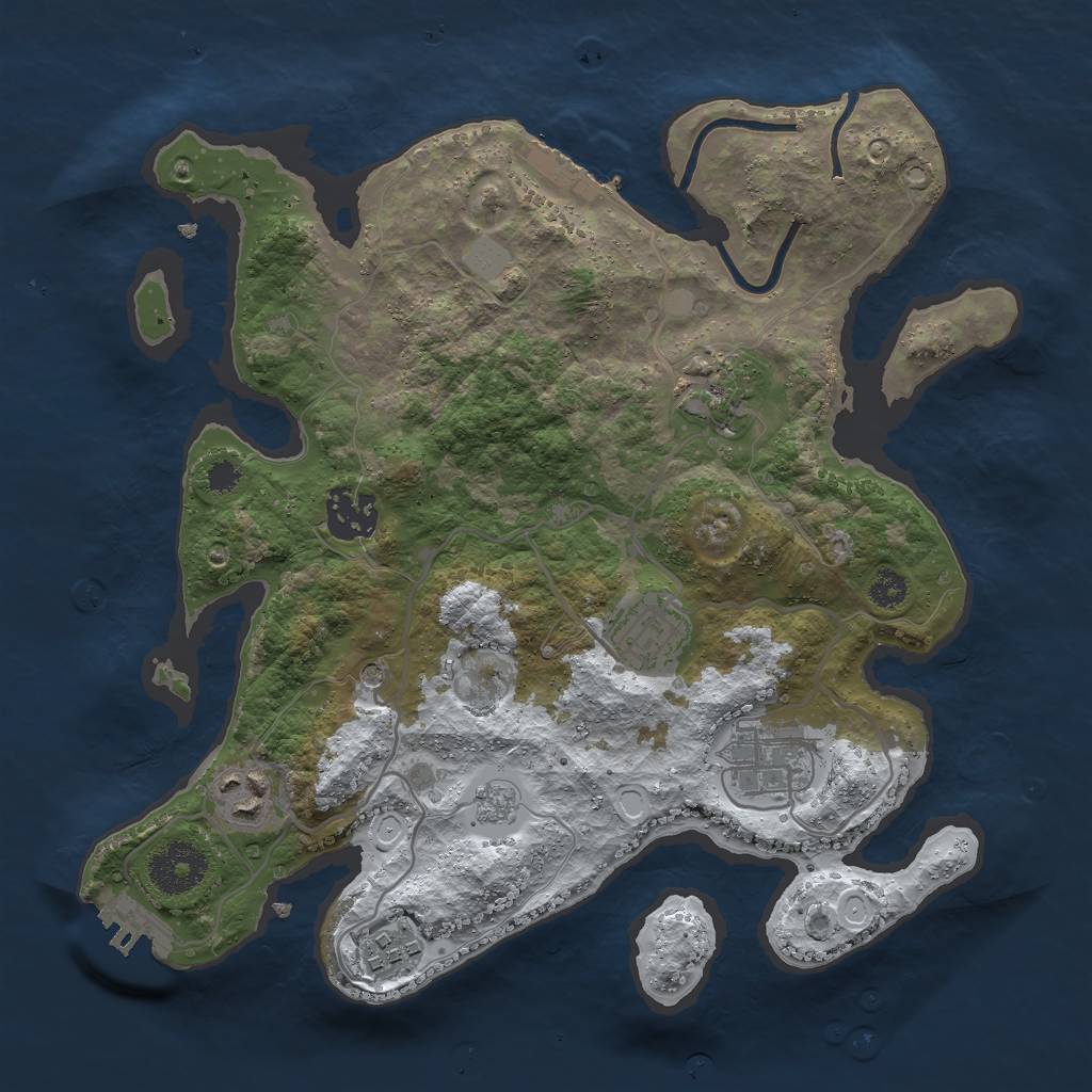 Rust Map: Procedural Map, Size: 3000, Seed: 654654, 15 Monuments