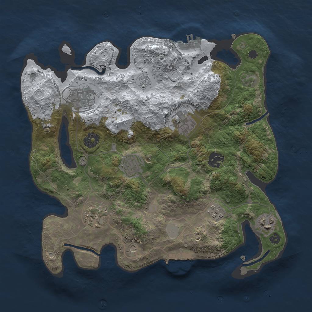 Rust Map: Procedural Map, Size: 3000, Seed: 1870891748, 16 Monuments
