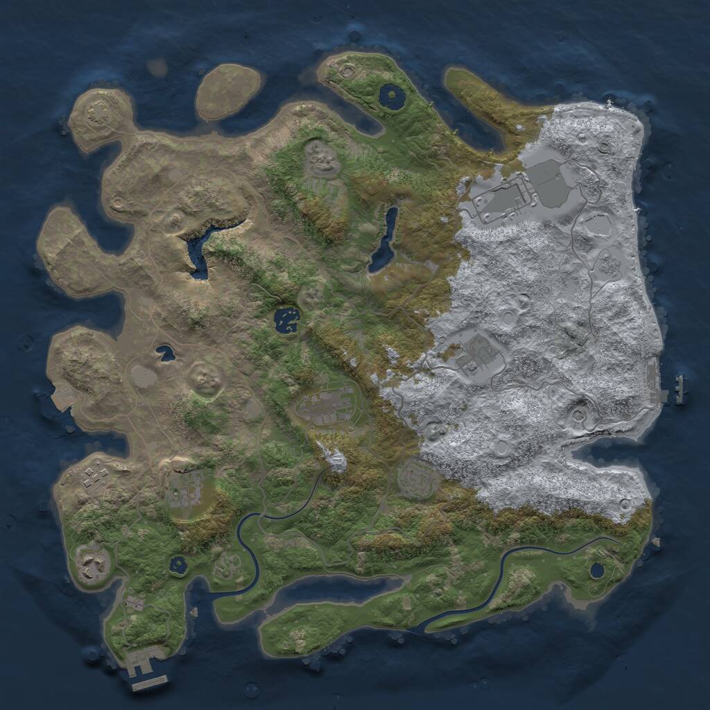 Rust Map: Procedural Map, Size: 4000, Seed: 235122, 14 Monuments