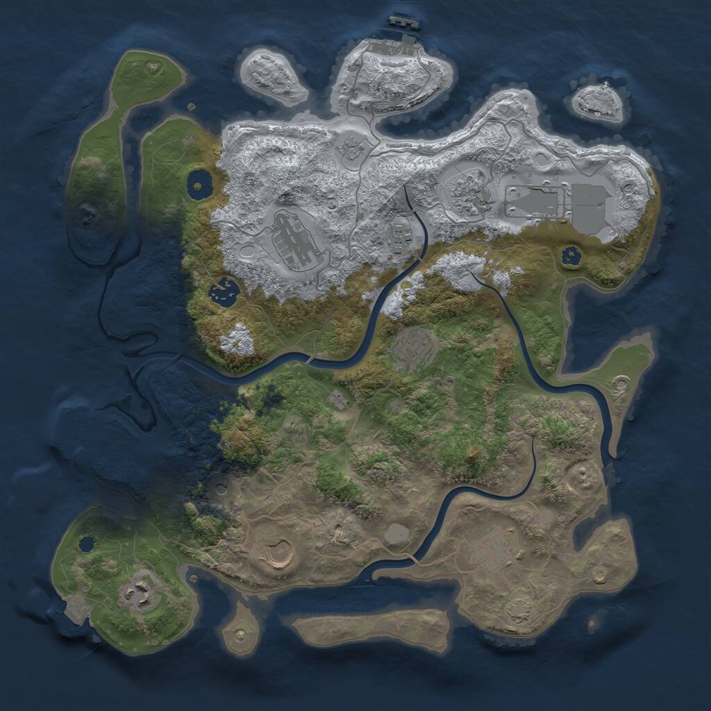 Rust Map: Procedural Map, Size: 3700, Seed: 1830125729, 15 Monuments