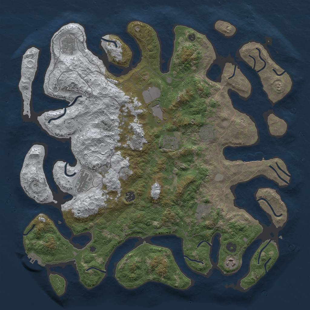 Rust Map: Procedural Map, Size: 4500, Seed: 3071751, 18 Monuments