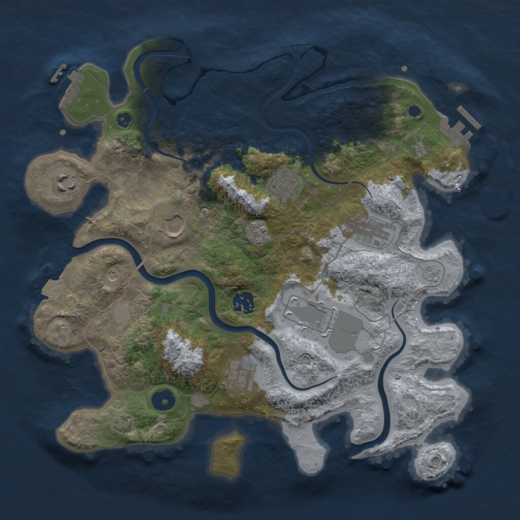 Rust Map: Procedural Map, Size: 3500, Seed: 19384491, 14 Monuments