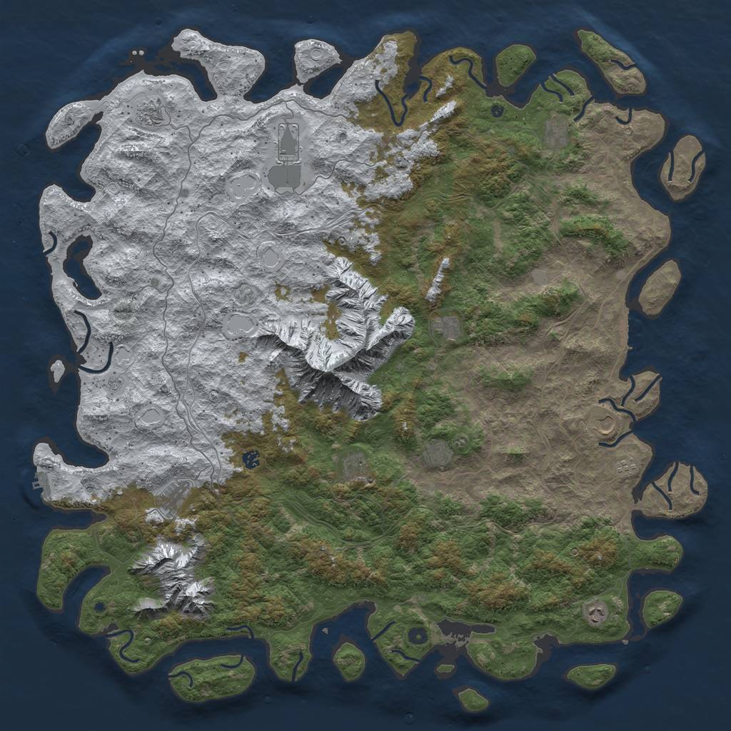 Rust Map: Procedural Map, Size: 6000, Seed: 2075940034, 20 Monuments