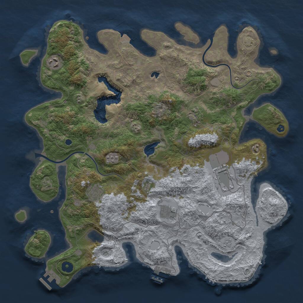 Rust Map: Procedural Map, Size: 4000, Seed: 1212845341, 12 Monuments