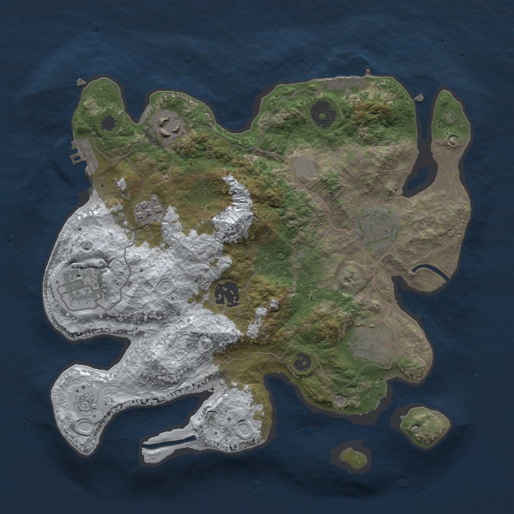 Rust Map: Procedural Map, Size: 3000, Seed: 66719, 14 Monuments