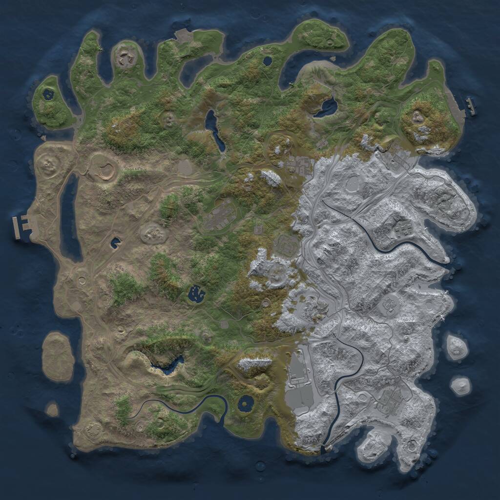 Rust Map: Procedural Map, Size: 4500, Seed: 92188914, 17 Monuments