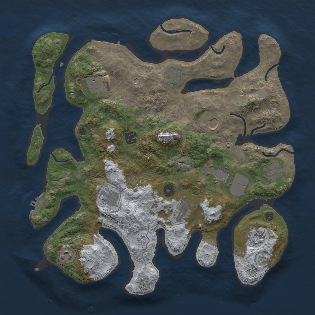 Rust Map: Procedural Map, Size: 3850, Seed: 648692053, 20 Monuments