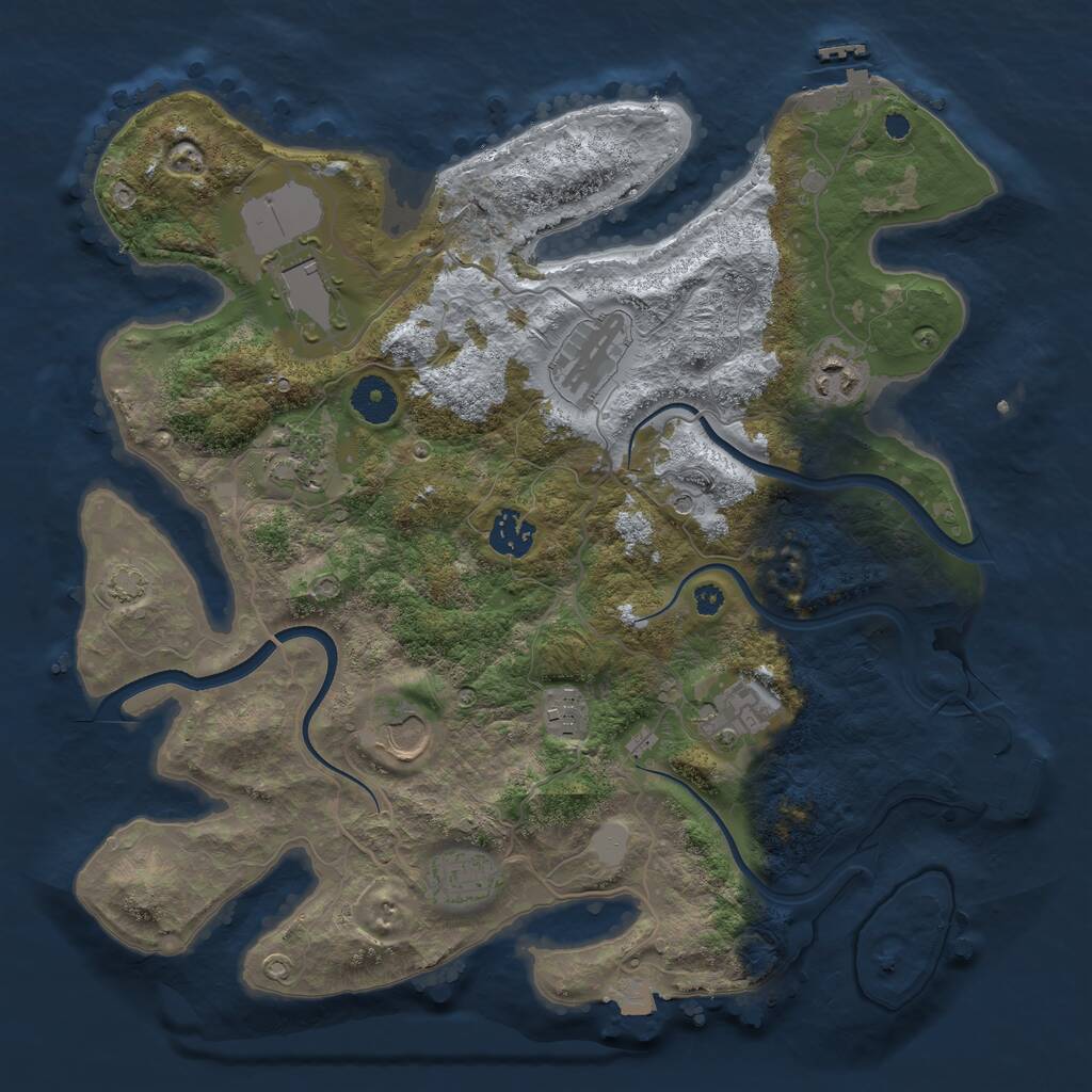 Rust Map: Procedural Map, Size: 3600, Seed: 81656, 14 Monuments