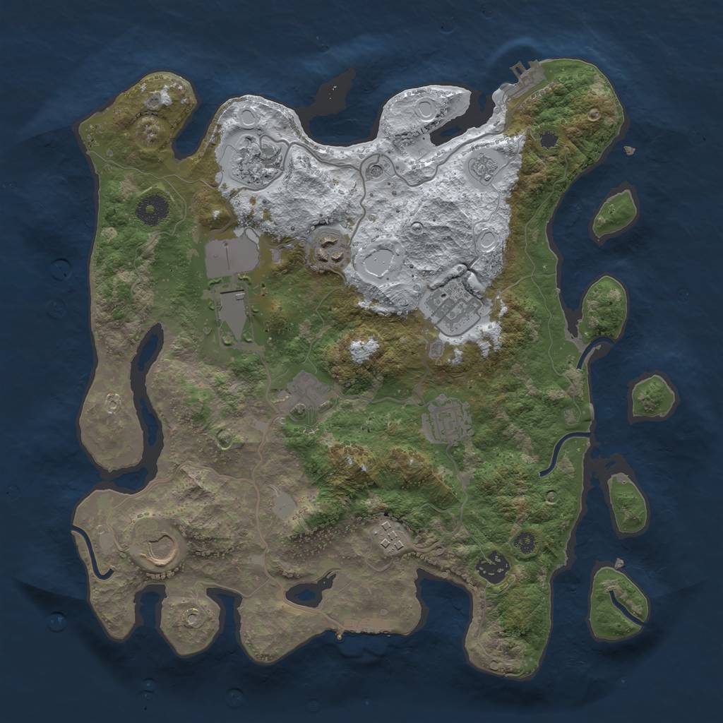 Rust Map: Procedural Map, Size: 3500, Seed: 1524223047, 18 Monuments