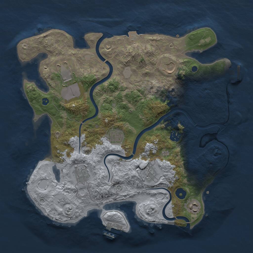 Rust Map: Procedural Map, Size: 3500, Seed: 5703274, 14 Monuments