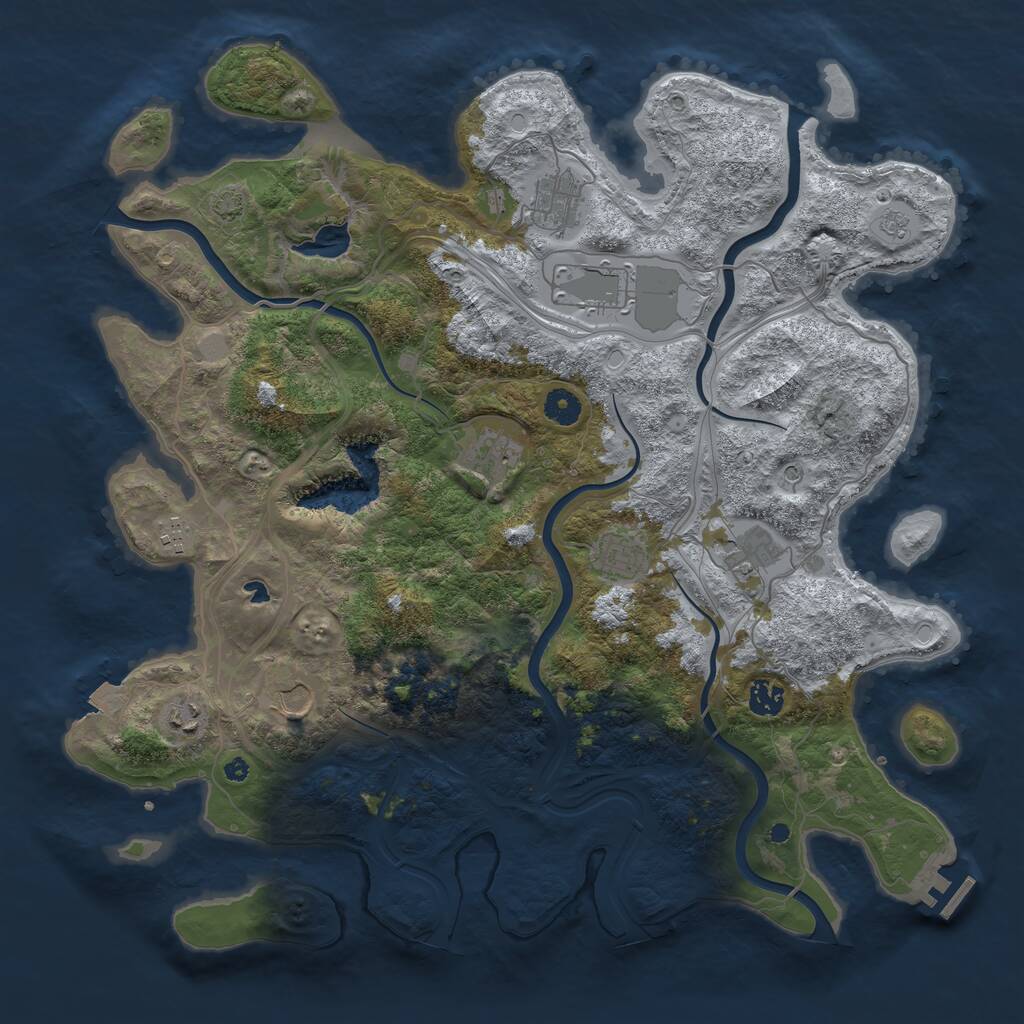 Rust Map: Procedural Map, Size: 4250, Seed: 539600960, 14 Monuments