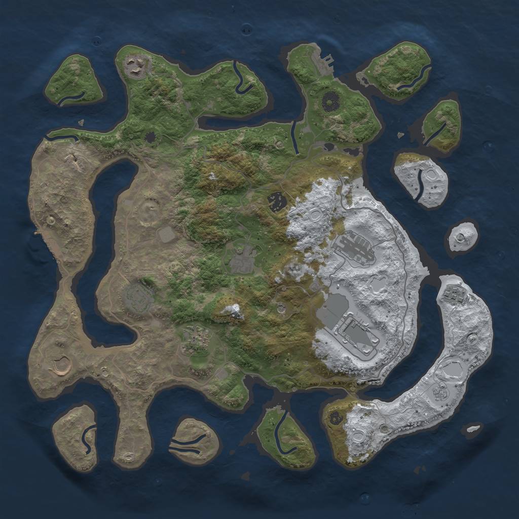 Rust Map: Procedural Map, Size: 4000, Seed: 1590409878, 18 Monuments