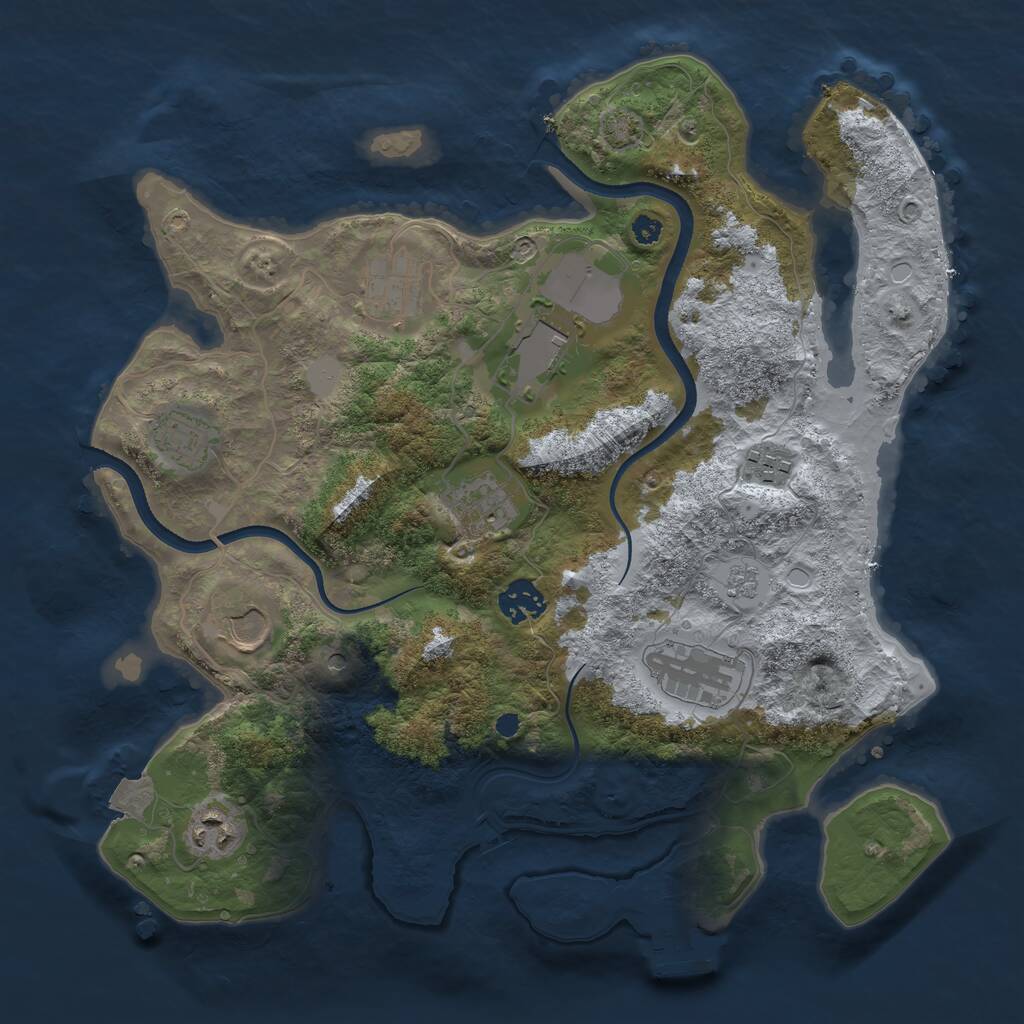 Rust Map: Procedural Map, Size: 3500, Seed: 6051342, 14 Monuments