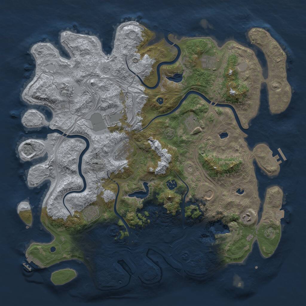 Rust Map: Procedural Map, Size: 4500, Seed: 309728, 16 Monuments
