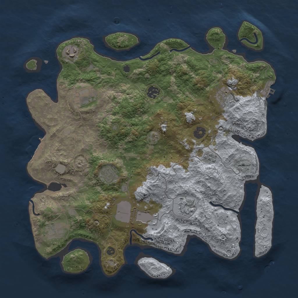 Rust Map: Procedural Map, Size: 3700, Seed: 1865555546, 16 Monuments