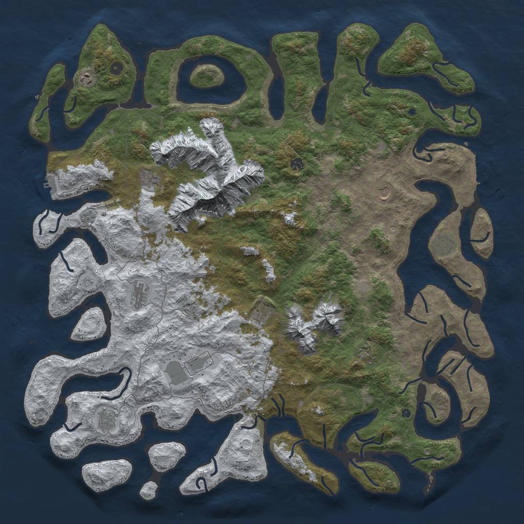Rust Map: Procedural Map, Size: 6000, Seed: 98673239, 20 Monuments