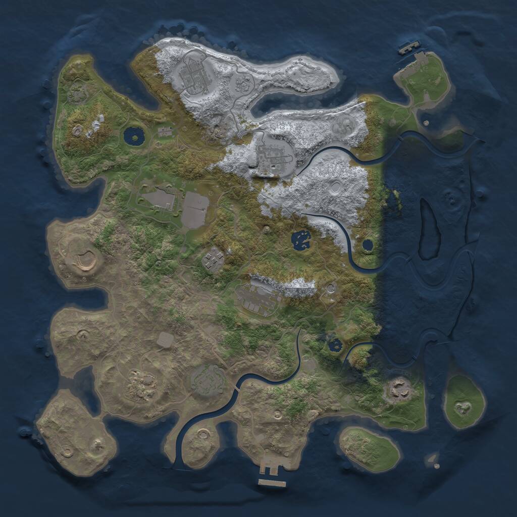 Rust Map: Procedural Map, Size: 3800, Seed: 44423, 16 Monuments