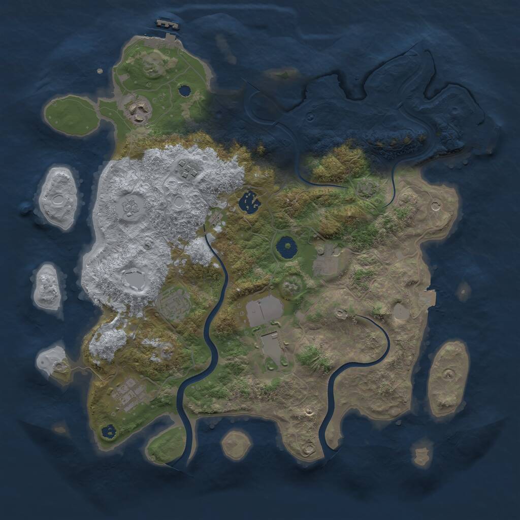 Rust Map: Procedural Map, Size: 3700, Seed: 14423, 13 Monuments