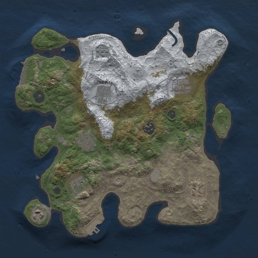 Rust Map: Procedural Map, Size: 3234, Seed: 1, 17 Monuments