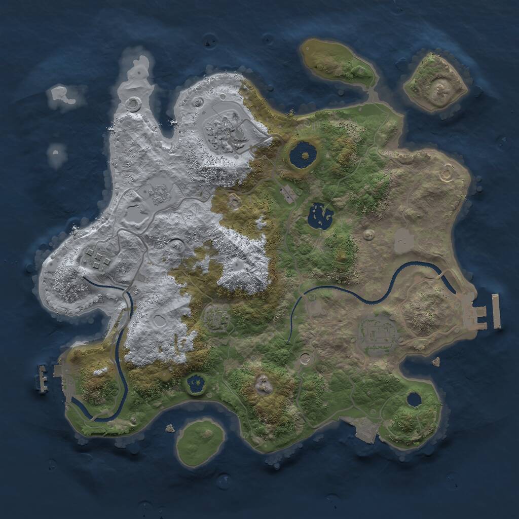 Rust Map: Procedural Map, Size: 3000, Seed: 138275, 10 Monuments